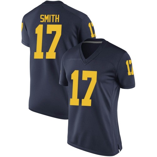 Peyton Smith Michigan Wolverines Women's NCAA #17 Navy Game Brand Jordan College Stitched Football Jersey NEM4254ZB